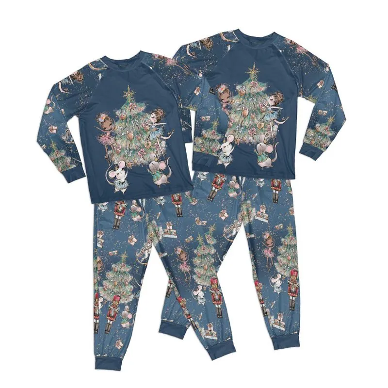 Blue Christmas Nutcracker Kid Pajamas Set