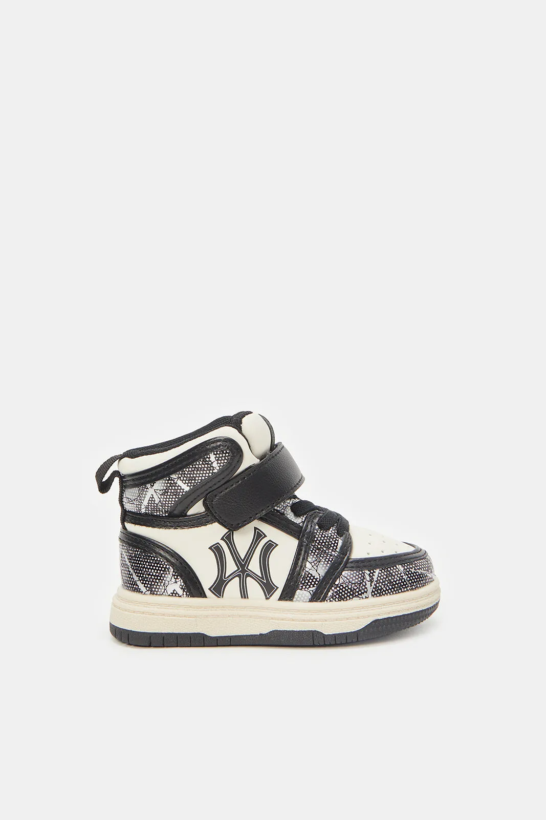 Boys Black Printed Print High-Top Sneakers