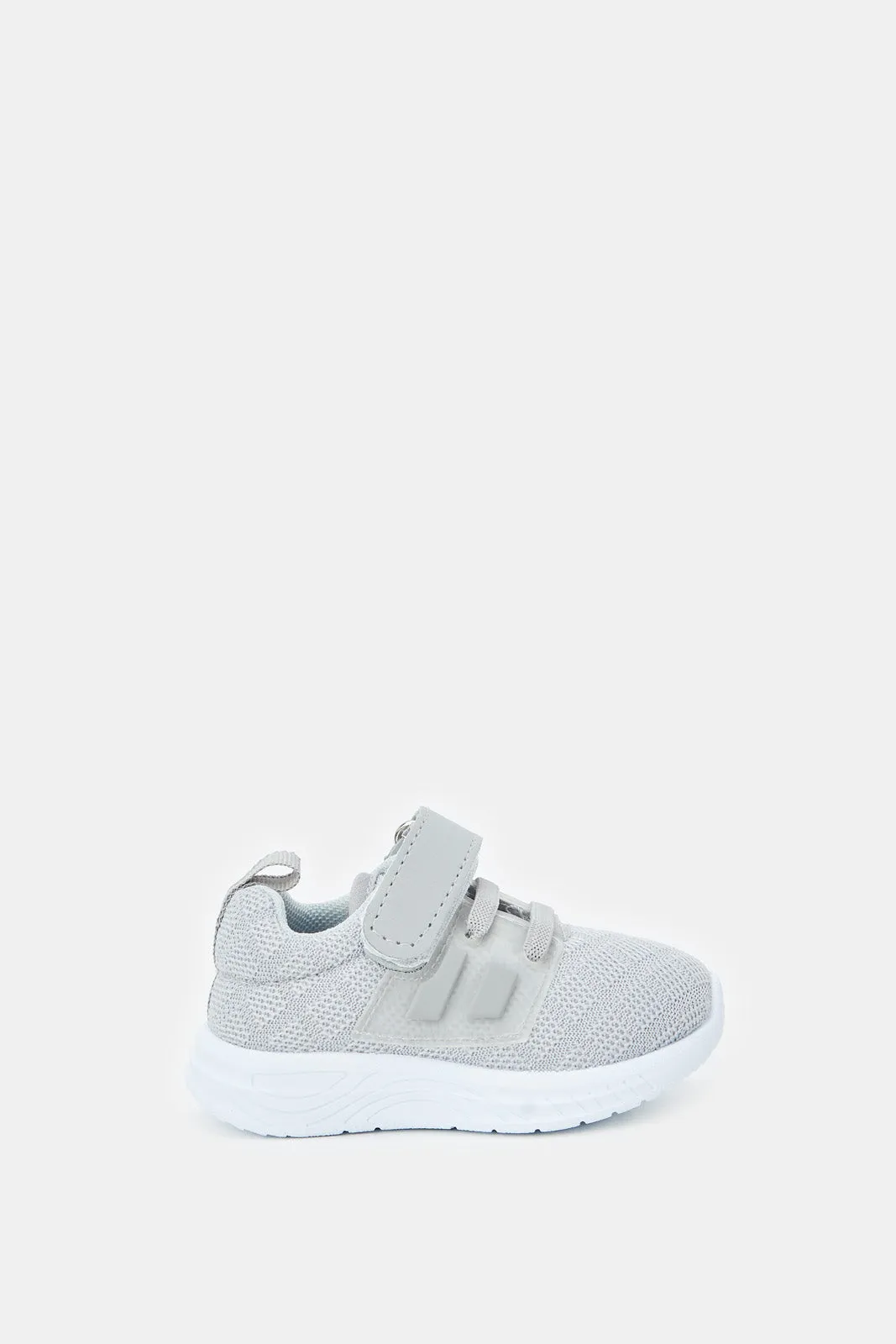 Boys Grey Velcro Strap Sneakers