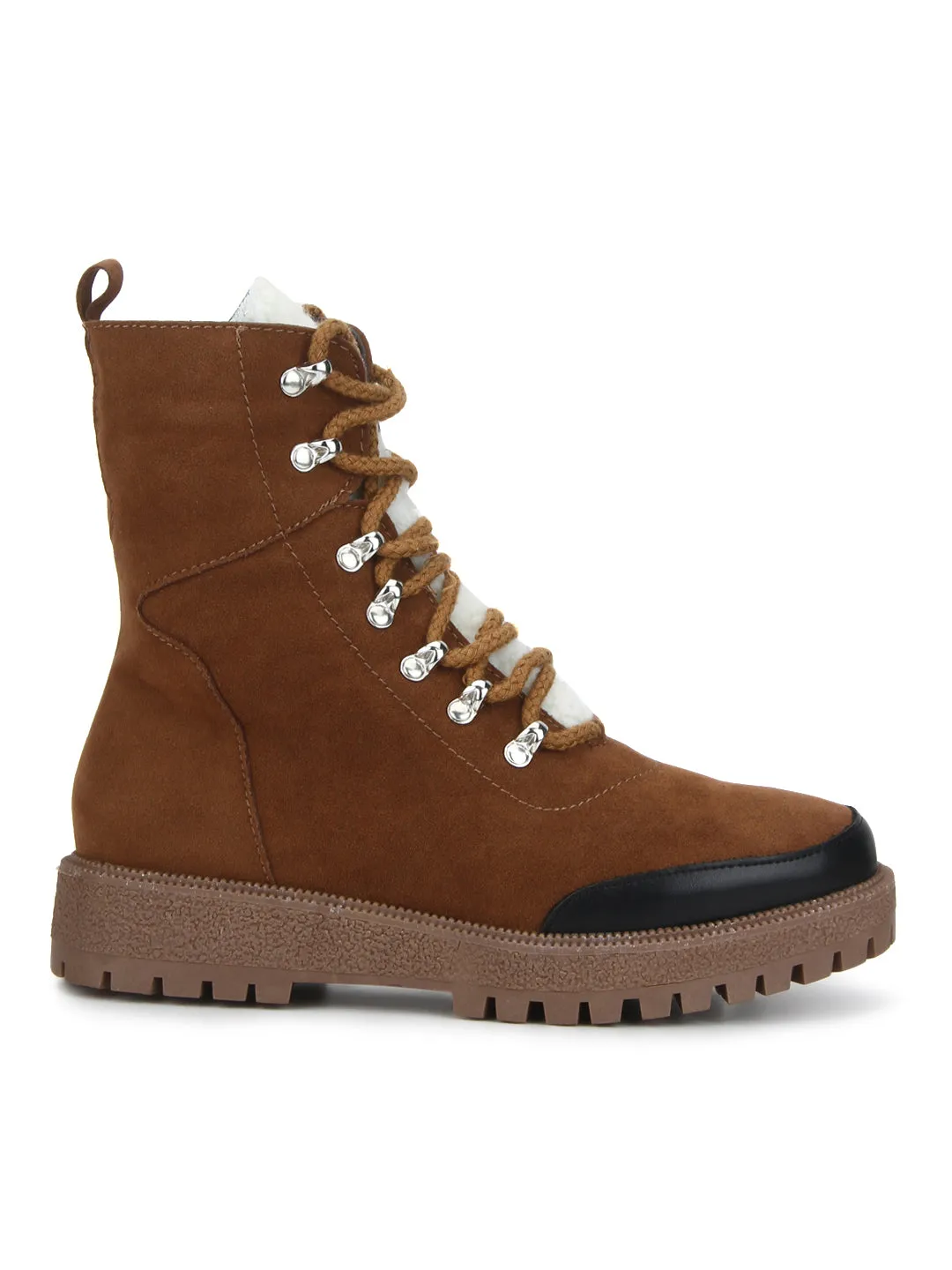 Brown SU Lace-Up Ankle Boots