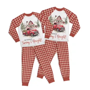 Country Christmas May Your Day be Farmy and Bright Kid Pajamas Set Matching