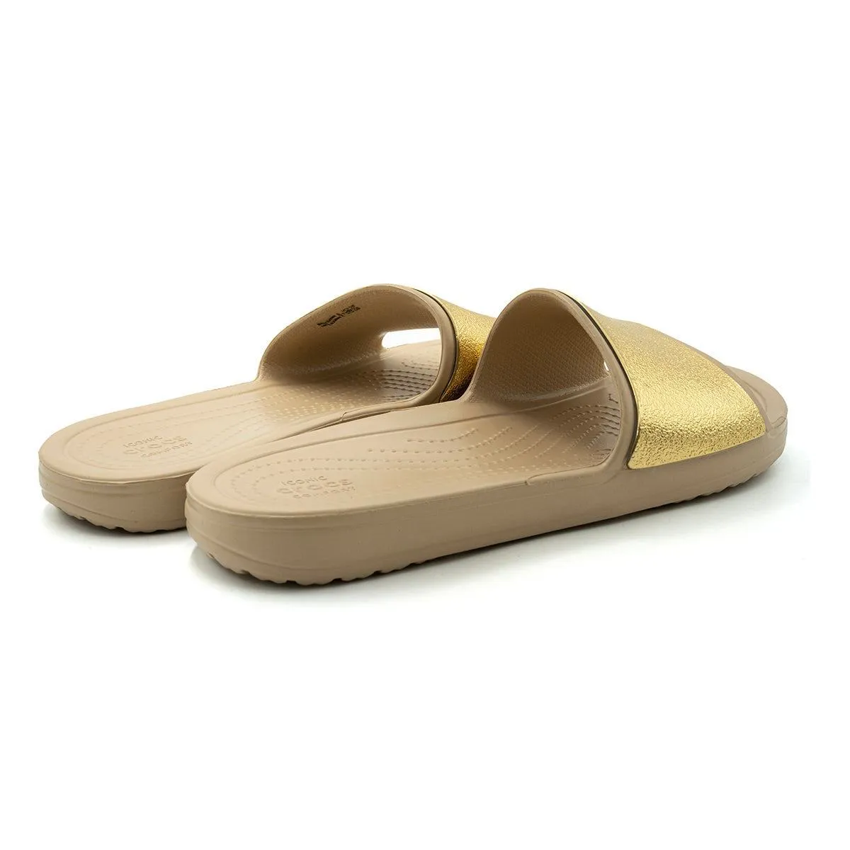 Crocs Sloane Shine Sliders Rubber Beige Colour For Women