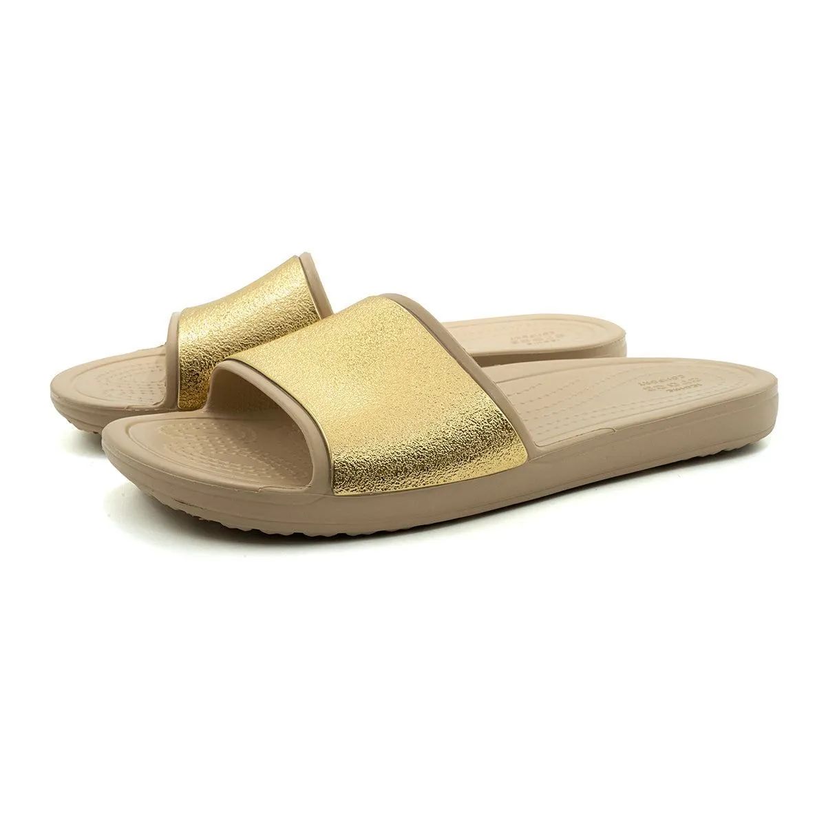 Crocs Sloane Shine Sliders Rubber Beige Colour For Women