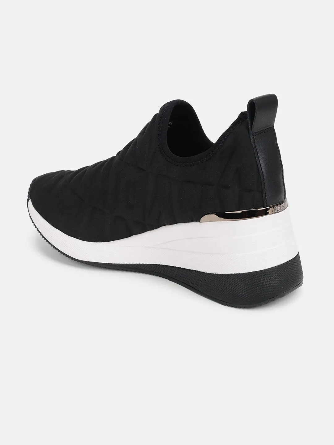 Dkny Women Black Solid Round Toe Slip-On Sneakers