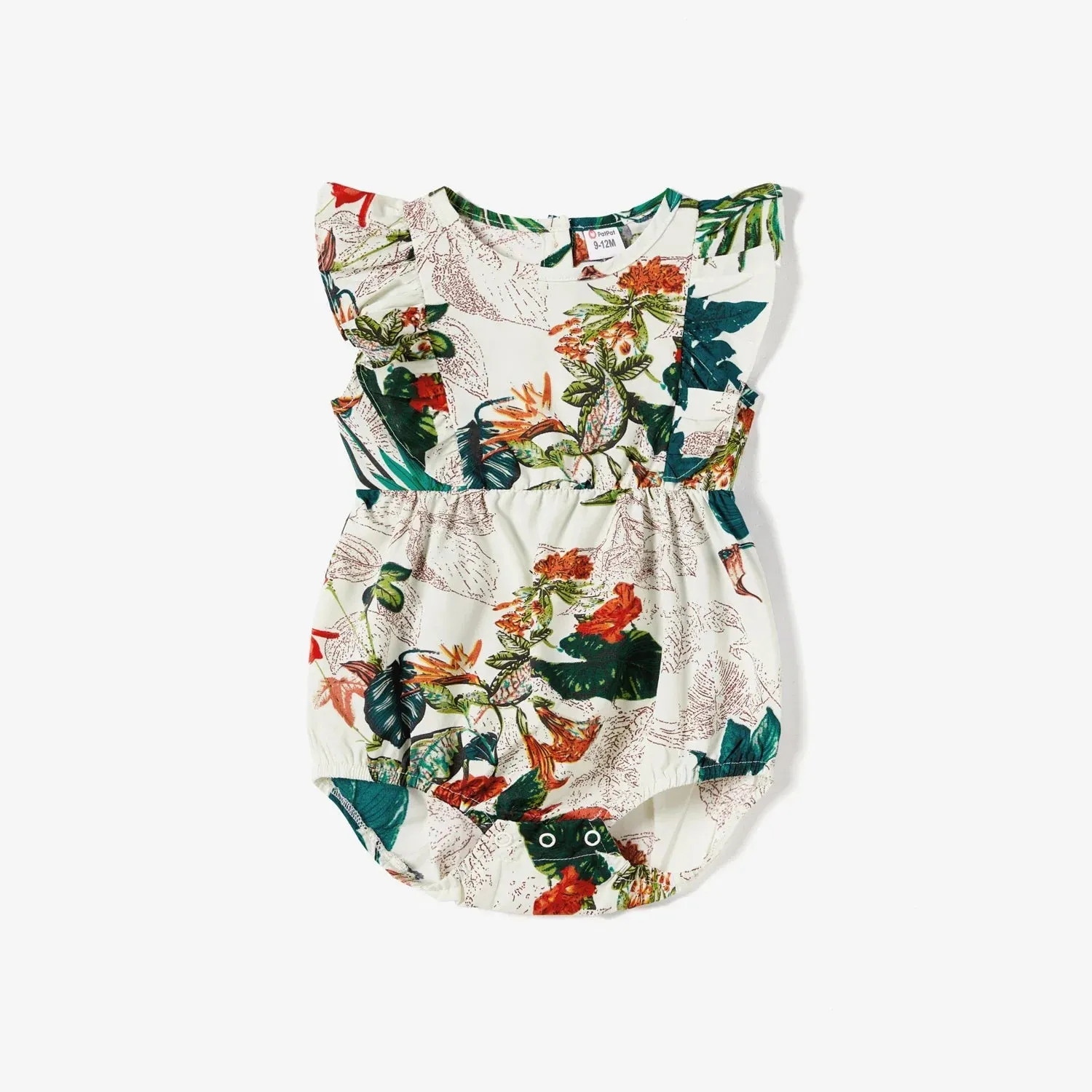 Family Matching All over Plant Floral Print Dresses and Short-sleeve Shirts Sets Soft and Comfortable