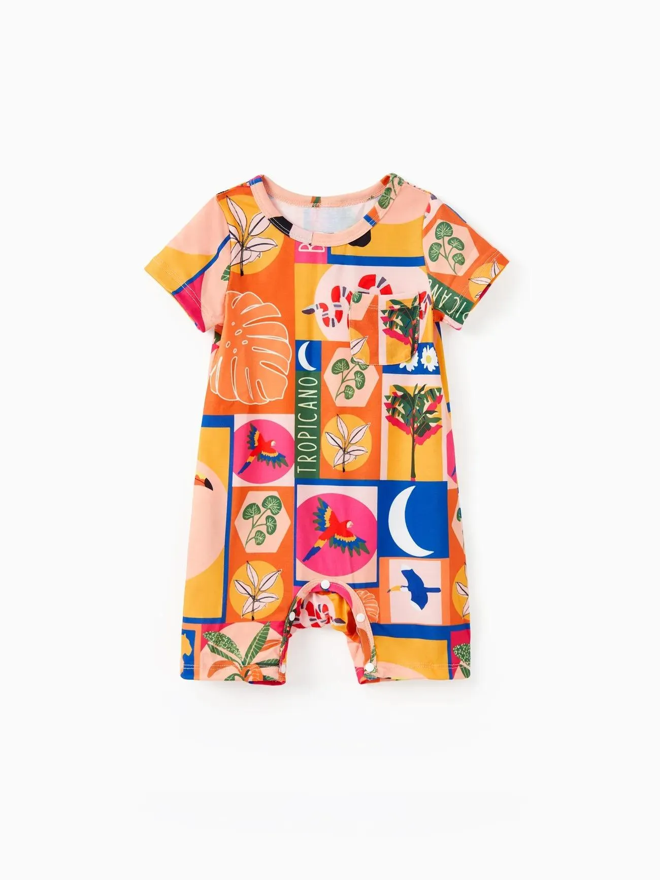 Family Matching Allover Tropical Print Shorts Sets