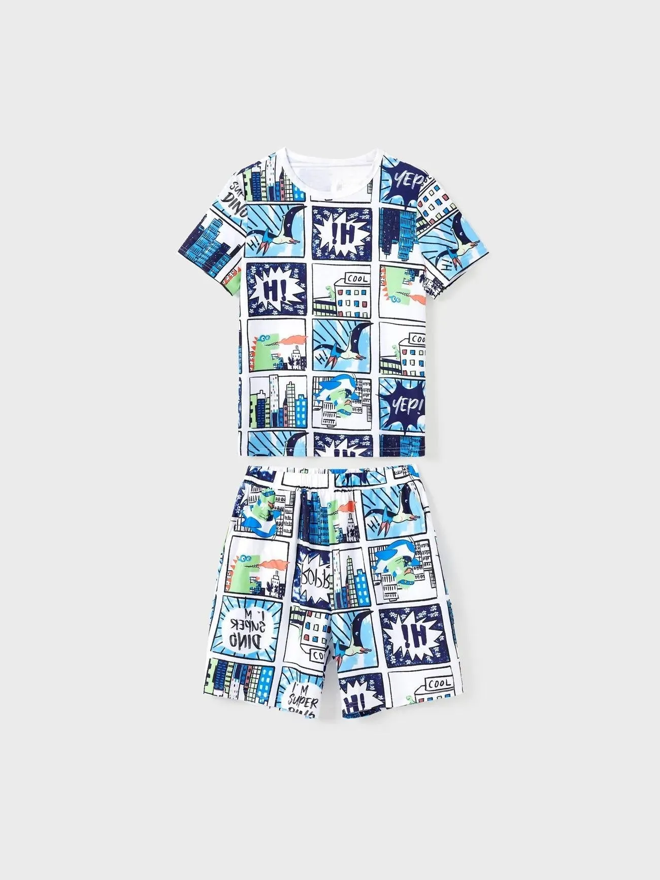 Family Matching Pajama Sets With Comic Dinosaurs Print