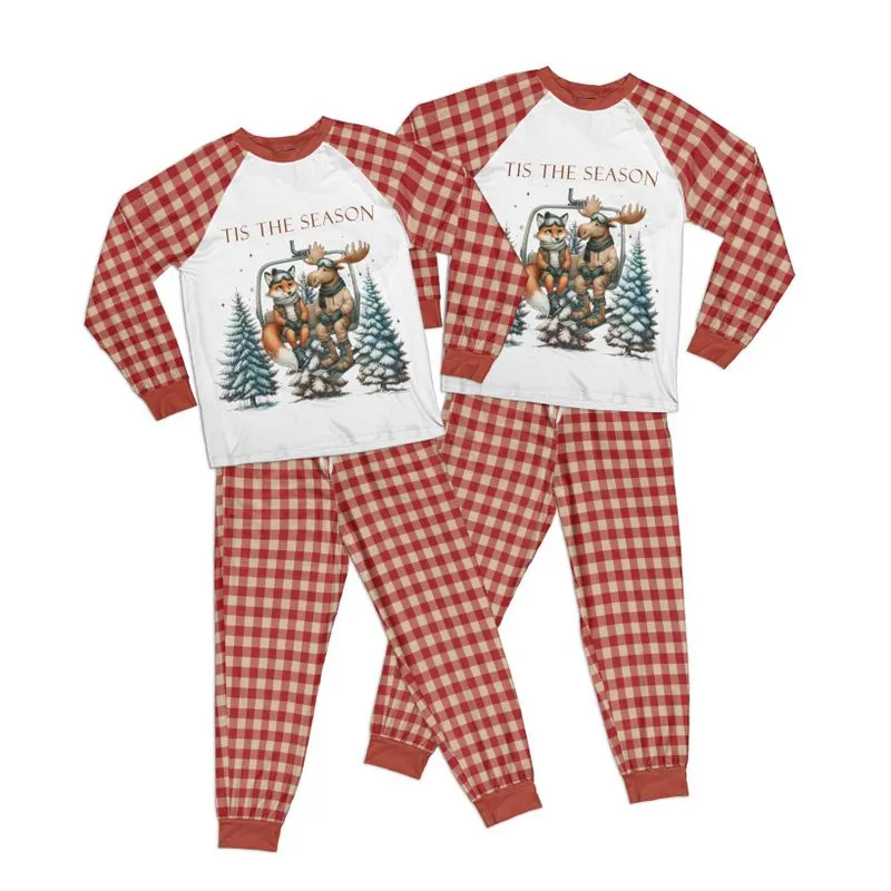 Fox and Moose Tis the Season Adult Pajamas Set Matching