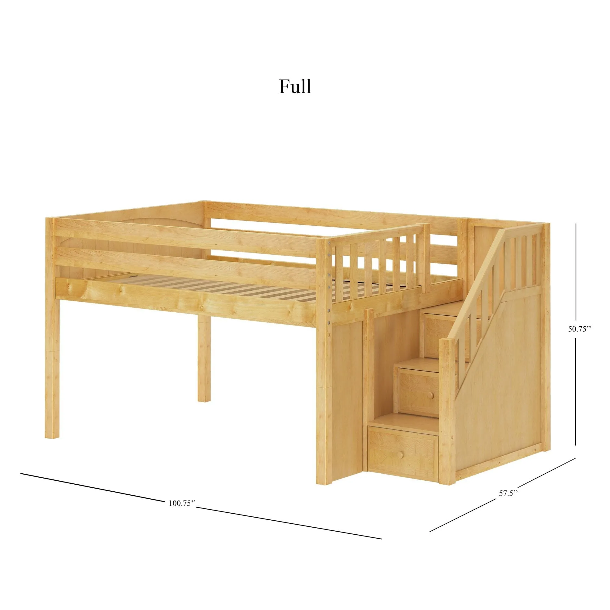 Full Low Loft Bed with Stairs