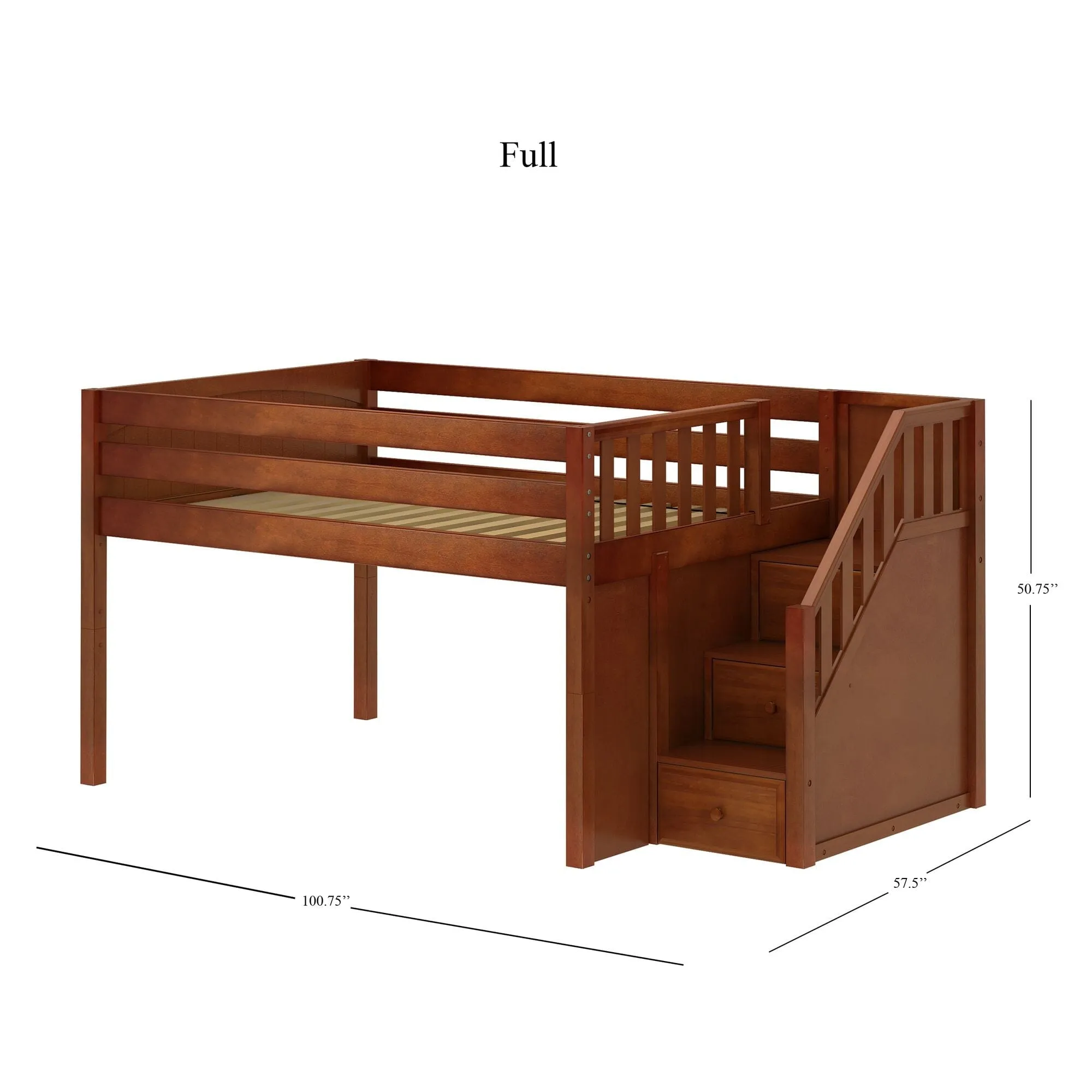 Full Low Loft Bed with Stairs