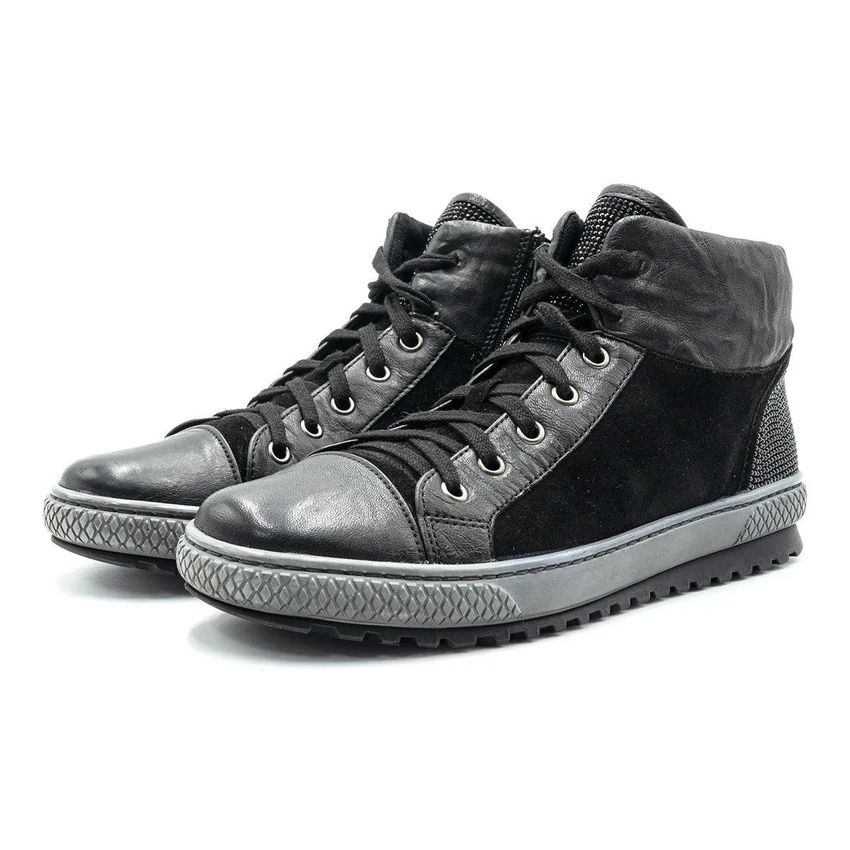 Gabor Studded High-Top Sneakers Leather Black Colour For Women