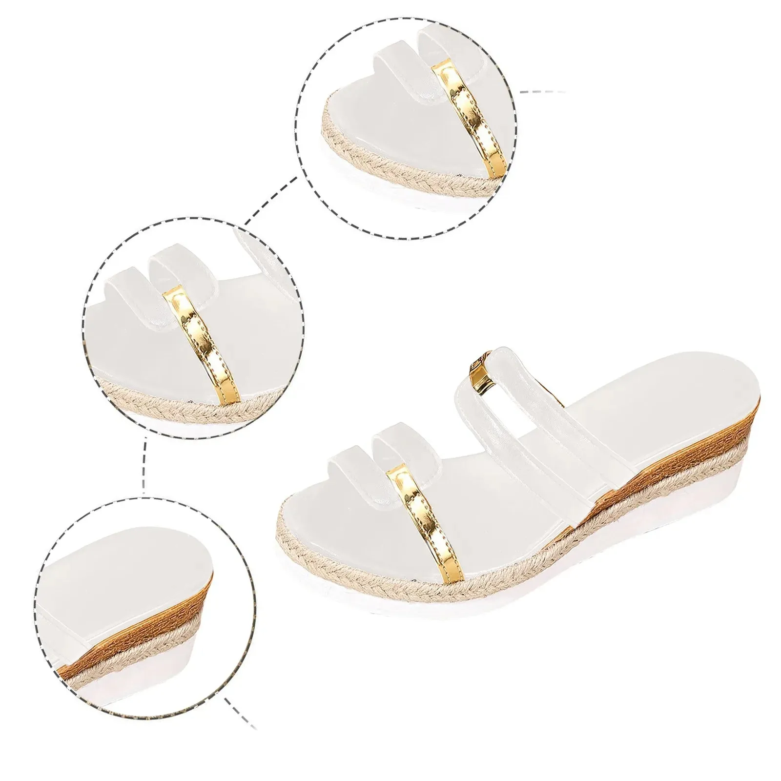 Glamorous White Sandals with Gold Straps