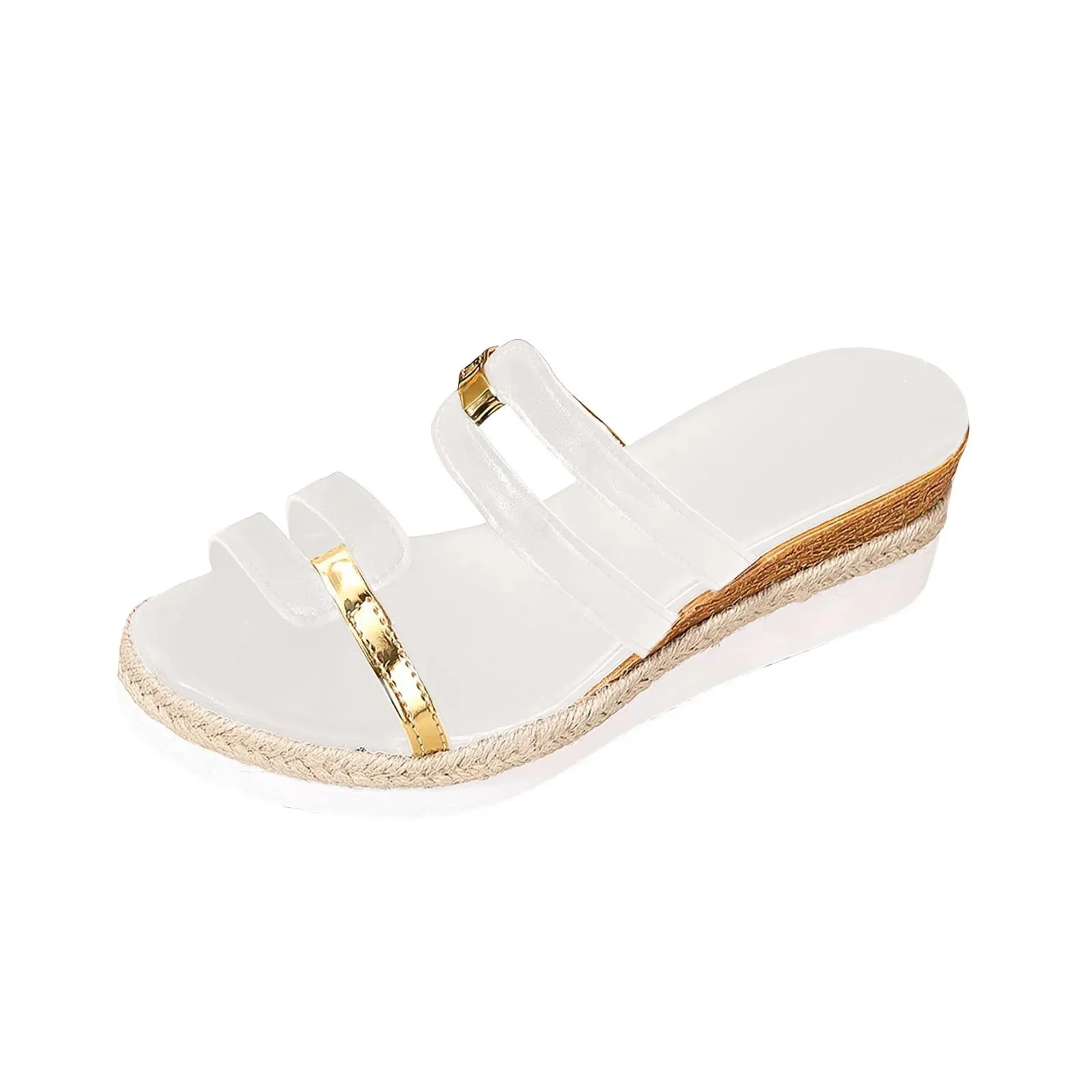 Glamorous White Sandals with Gold Straps