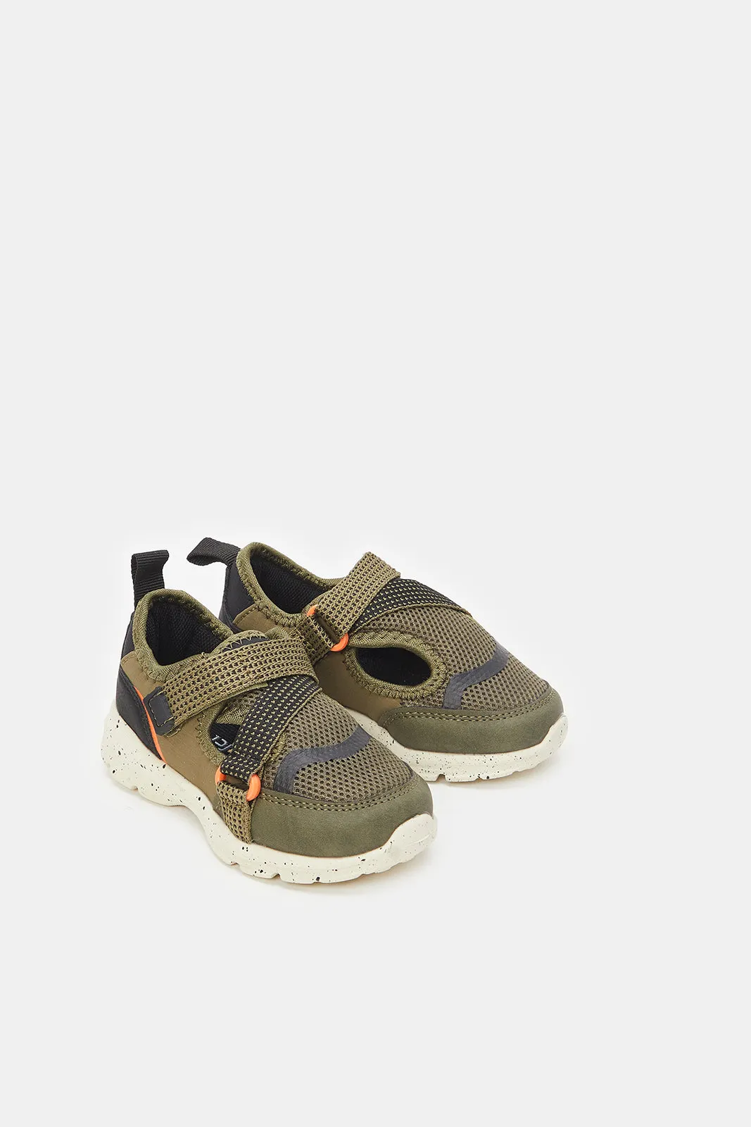 Infant Boys Green Strap Trainers