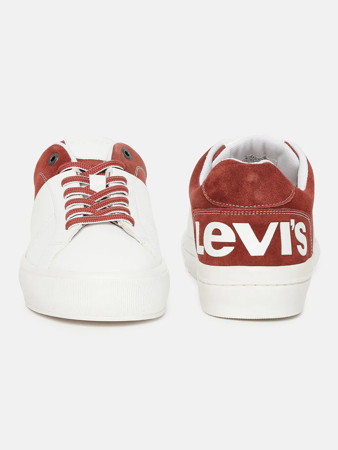 Men's White And Red Colorblock Shoes