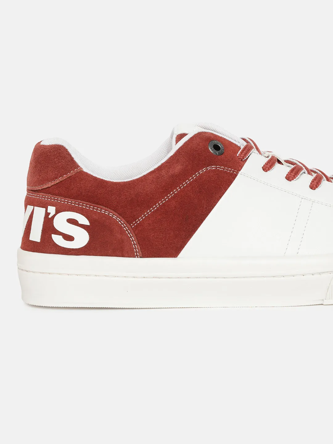 Men's White And Red Colorblock Shoes