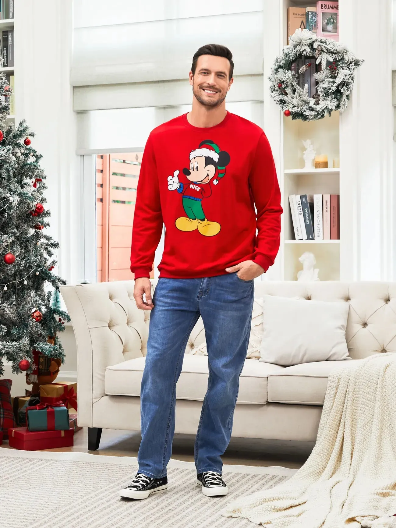 Mickey And Friends Printed Family Christmas Matching Sweatshirt