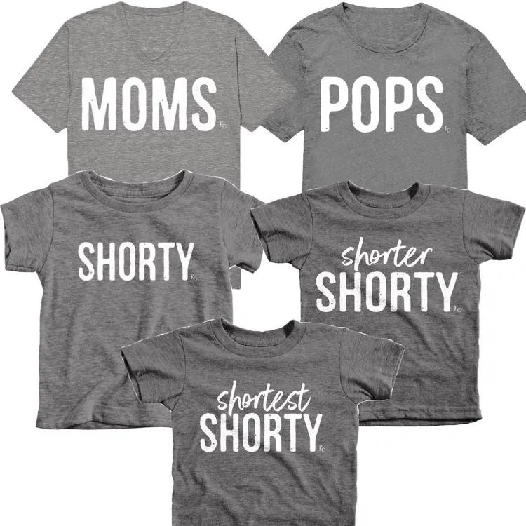 Moms Pops Shorty© - Pregnancy Announcement & Family Matching (Heather Grey)