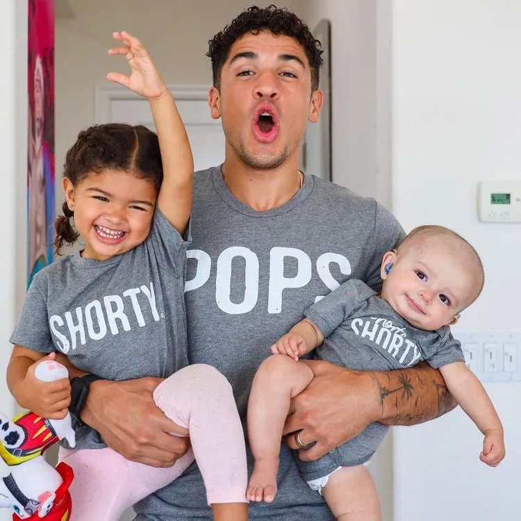 Moms Pops Shorty© - Pregnancy Announcement & Family Matching (Heather Grey)