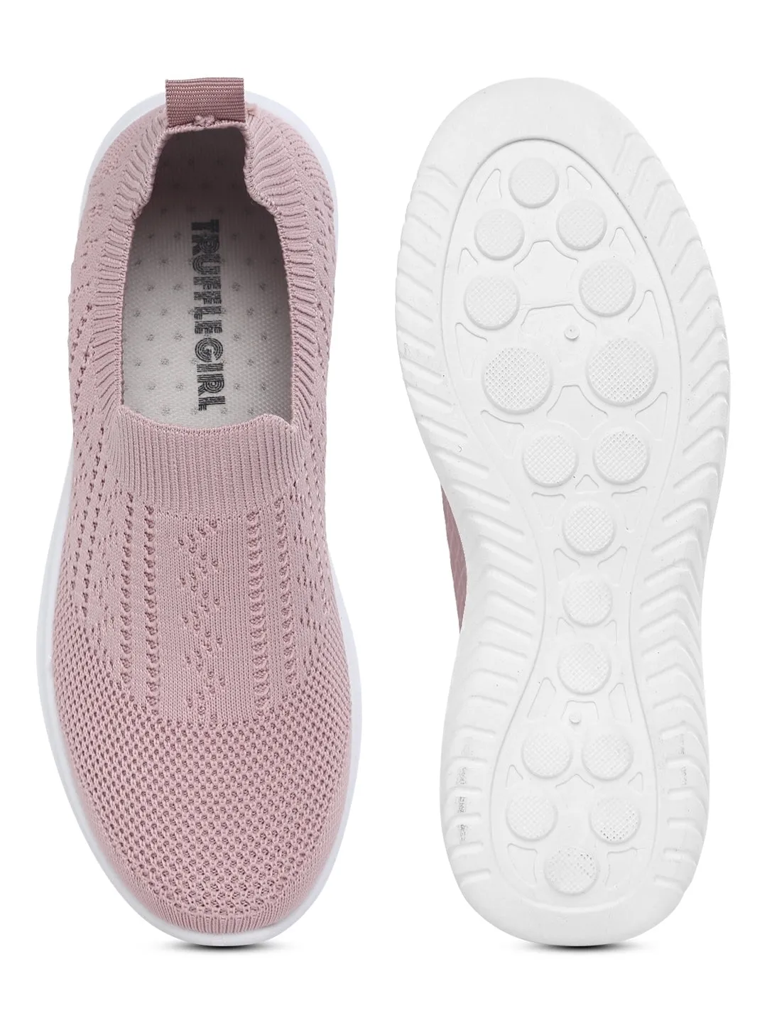 Pink Knitted Slip-On Sneakers