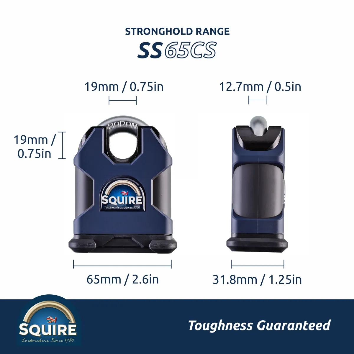 Stronghold Heavy Duty Closed Shackle Padlock | Boron Steel | SS65CS