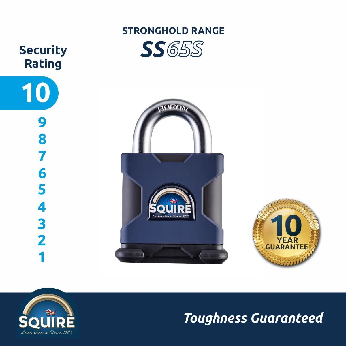 Stronghold Heavy Duty Closed Shackle Padlock | Boron Steel | SS65CS